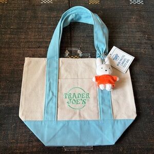 NWT Trader Joe’s Mini Pastel Canvas Tote Bag in Baby Blue
